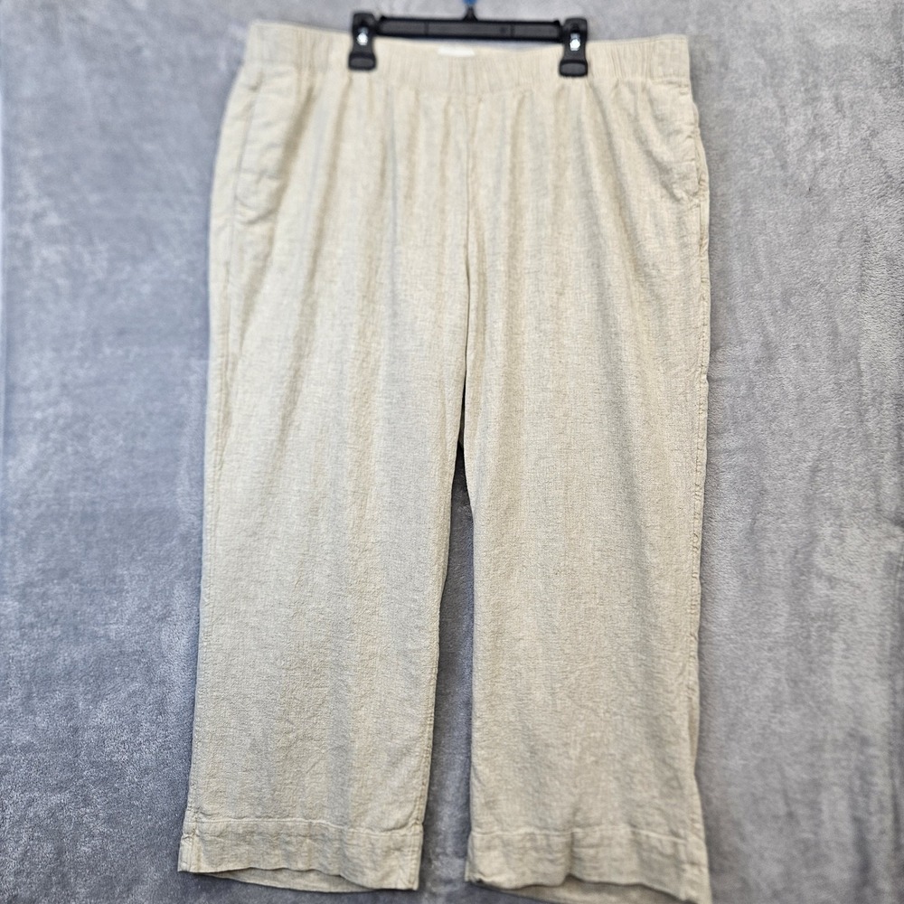 Abercrombie Fitch Ultra High Rise‎ Wide Leg Linen Pants Womens XXL Natural Lined